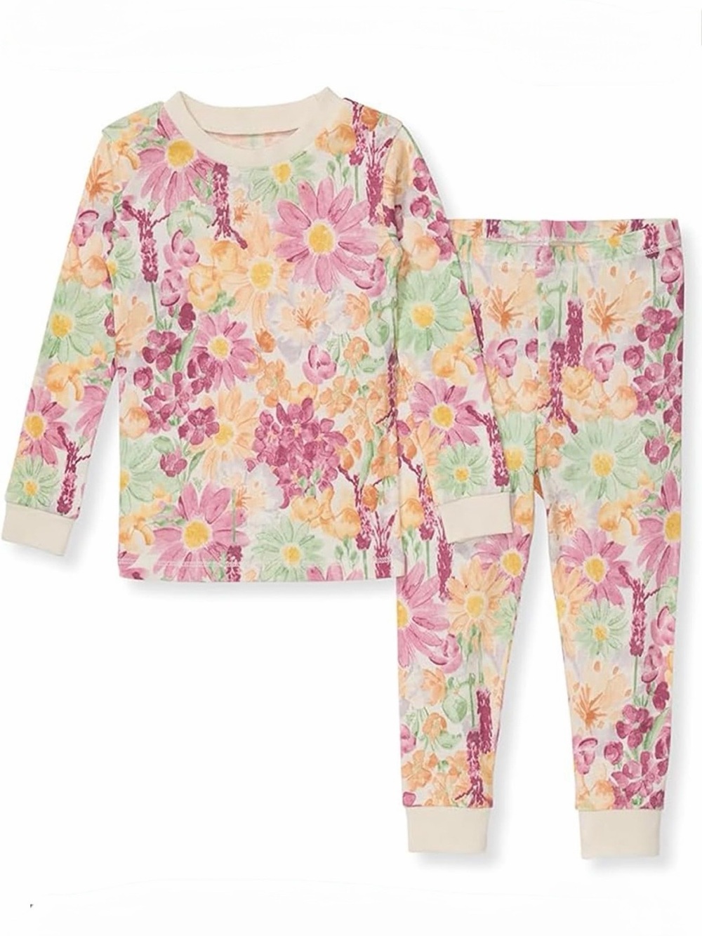 Burt’s Bees Kids 100% Cotton Floral Long-Sleeve Pajama Set